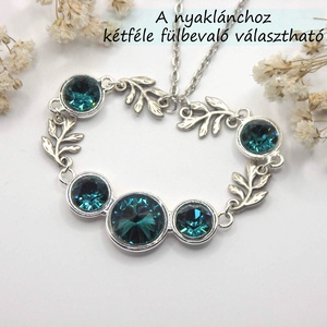 Kékes-smaragdzöld Swarovski kristályos, egyedi készítésú nyakék, kétféle választható fülbevalóval � Emerald Tide, Ékszer, Ékszerszett, Ékszerkészítés, MESKA
