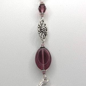 AJÁNDÉK csomagolás! Ezüst színű, íves formájú könyvjelző lila üveggyöngyökkel, kerékpár függővel � Lila bicikli - könyv & zene - könyvjelző - Meska.hu