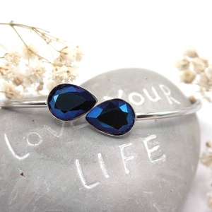 Nemesacél karkötő és medál mély, fémes-sötétkék Swarovski kristályokkal - Obscura - ékszer - ékszerszett - Meska.hu