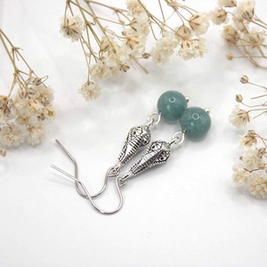 Aquamarine ásványgyöngyökből készült állítható méretű karkötő és fülbevaló szett - Aqua Papilio - ékszer - ékszerszett - Meska.hu