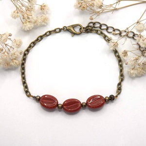 Antik bronz karkötő réz középvonalú, barna színű kávészemekkel � Americano, Ékszer, Karkötő, Gyöngyös karkötő, Ékszerkészítés, MESKA