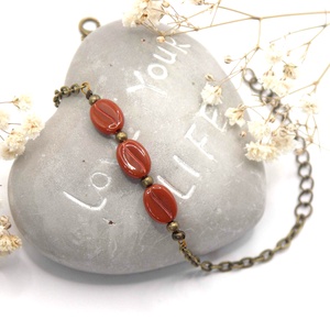 Antik bronz karkötő réz középvonalú, barna színű kávészemekkel � Americano - ékszer - karkötő - gyöngyös karkötő - Meska.hu