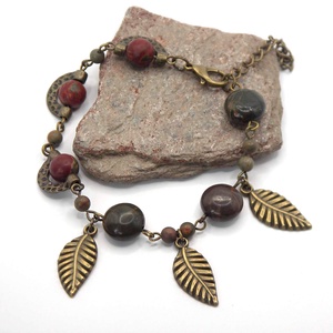 Antik bronz karkötő korong és golyó alakú, picasso jáspis ásványgyöngyökkel � Earthline - ékszer - karkötő - ásványkarkötő - Meska.hu