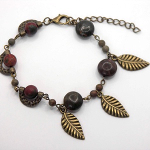 Antik bronz karkötő korong és golyó alakú, picasso jáspis ásványgyöngyökkel � Earthline - ékszer - karkötő - ásványkarkötő - Meska.hu