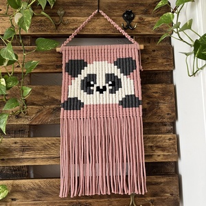 Makramé panda fali dekoráció - otthon & életmód - babaszoba, gyerekszoba - babaszoba dekoráció - Meska.hu