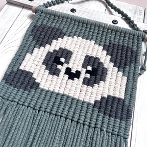 Makramé panda fali dekoráció - otthon & életmód - babaszoba, gyerekszoba - babaszoba dekoráció - Meska.hu