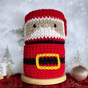 Horgolt Mikulás kosár szett - karácsony - mikulás - mikulás beltéri dekoráció - Meska.hu