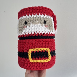 Horgolt Mikulás kosár szett - karácsony - mikulás - mikulás beltéri dekoráció - Meska.hu