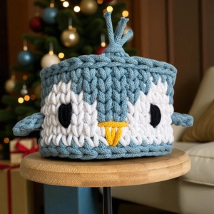 Horgolt pingvin tároló, Otthon & Életmód, Babaszoba, gyerekszoba, Játéktároló, Horgolás, MESKA