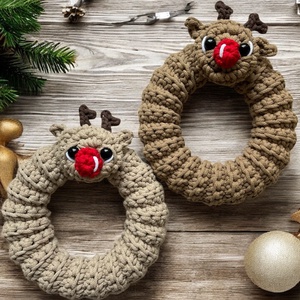 Horgolt rénszarvas fali dísz - karácsony - adventi díszek - adventi ajtódísz - Meska.hu