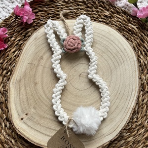 Makramé nyuszi fali dekoráció/ajtó kopogtató � tavaszi, húsvéti dekoráció - Meska.hu