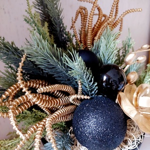 Adventi, karácsonyi, modern asztaldísz, kandallódísz, arany-fekete - karácsony - adventi díszek - adventi asztaldísz - Meska.hu