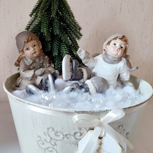 Adventi, karácsonyi, vintage asztaldísz, kandallódísz, Karácsony, Adventi díszek, Adventi asztaldísz, Virágkötés, MESKA