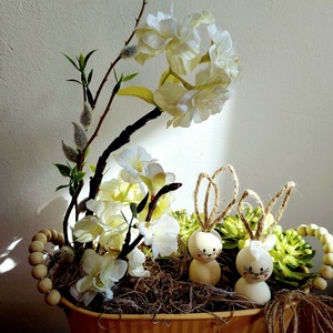 Tavaszi asztaldísz, akár ajándékba  - otthon & életmód - virágdekoráció - virágdíszek - virágdísz kaspóban - Meska.hu