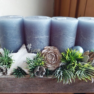 Adventi koszorú, asztaldísz termésekkel, 4 gyertyával - karácsony - adventi díszek - adventi gyertyadíszek és koszorúdíszek - Meska.hu