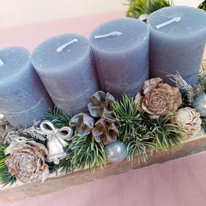 Adventi koszorú, asztaldísz termésekkel, 4 gyertyával - karácsony - adventi díszek - adventi gyertyadíszek és koszorúdíszek - Meska.hu