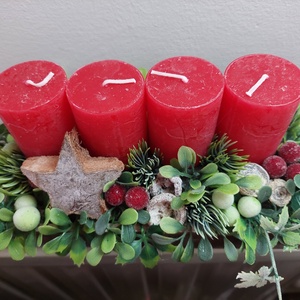 Adventi koszorú, asztaldísz termésekkel, 4 gyertyával - karácsony - adventi díszek - adventi gyertyadíszek és koszorúdíszek - Meska.hu