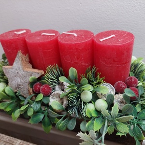 Adventi koszorú, asztaldísz termésekkel, 4 gyertyával - karácsony - adventi díszek - adventi gyertyadíszek és koszorúdíszek - Meska.hu