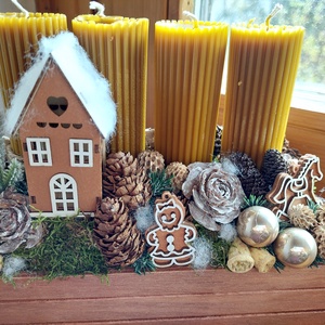 Adventi koszorú, asztaldísz termésekkel, 4 gyertyával - karácsony - adventi díszek - adventi gyertyadíszek és koszorúdíszek - Meska.hu