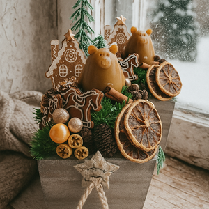 Adventi vendégváró asztaldísz termésekkel, méhviasz gyertyával, Karácsony, Adventi díszek, Adventi gyertyadíszek és koszorúdíszek, Virágkötés, MESKA