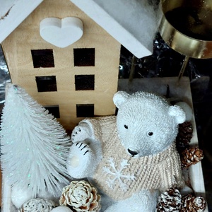 Adventi vendégváró asztaldísz, macival, termésekkel, mécsesekkel - karácsony - adventi díszek - adventi gyertyadíszek és koszorúdíszek - Meska.hu