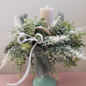 Adventi vendégváró asztaldísz csillámos gyertyával - karácsony - adventi díszek - adventi gyertyadíszek és koszorúdíszek - Meska.hu