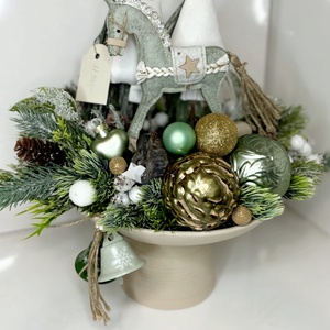 Adventi, karácsonyi, hintalovas asztaldísz, kandallódísz - karácsony - adventi díszek - adventi asztaldísz - Meska.hu