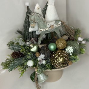 Adventi, karácsonyi, hintalovas asztaldísz, kandallódísz - karácsony - adventi díszek - adventi asztaldísz - Meska.hu