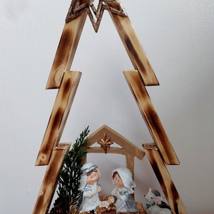 Karácsonyi, adventi ablak vagy asztaldísz, jászol, Betlehem  - Meska.hu