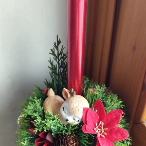 Adventi vendégváró asztaldísz alvó őzikével, gyertyával - karácsony - adventi díszek - adventi gyertyadíszek és koszorúdíszek - Meska.hu
