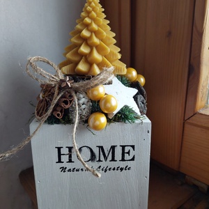 Adventi vendégváró asztaldísz méhviasz gyertyával - Meska.hu