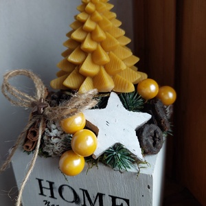 Adventi vendégváró asztaldísz méhviasz gyertyával - karácsony - adventi díszek - adventi gyertyadíszek és koszorúdíszek - Meska.hu