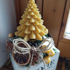 Adventi vendégváró asztaldísz méhviasz gyertyával - karácsony - adventi díszek - adventi gyertyadíszek és koszorúdíszek - Meska.hu