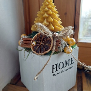 Adventi vendégváró asztaldísz méhviasz gyertyával - karácsony - adventi díszek - adventi gyertyadíszek és koszorúdíszek - Meska.hu