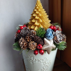 Adventi vendégváró asztaldísz méhviasz gyertyával - Meska.hu