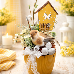 Tavaszi asztaldísz, akár ajándékba , Otthon & Életmód, Dekoráció, Asztal és polc dekoráció, Asztaldísz, Virágkötés, MESKA