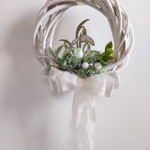 Hóvirágos, tavaszváró ajtókopogtató - otthon & életmód - dekoráció - ajtó- és ablak dekoráció - ajtódísz & kopogtató - Meska.hu