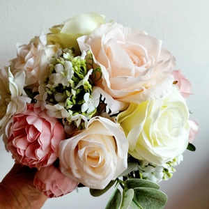 Csodaszép pasztell barack menyasszonyi csokor, ajándékkal! - esküvő - menyasszonyi- és dobócsokor - Meska.hu