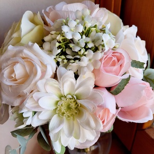 Csodaszép pasztell barack menyasszonyi csokor, ajándékkal!, Esküvő, Menyasszonyi- és dobócsokor, Virágkötés, MESKA