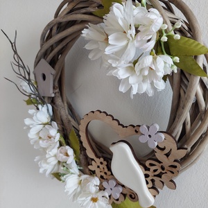 Virágos, madárkás ajtókopogtató -ajándékba is  - otthon & életmód - dekoráció - ajtó- és ablak dekoráció - ajtódísz & kopogtató - Meska.hu