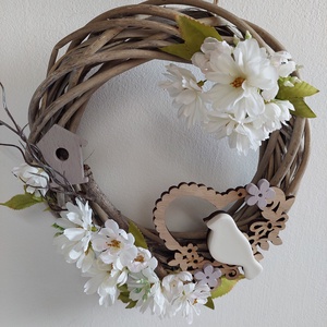 Virágos, madárkás ajtókopogtató -ajándékba is , Otthon & Életmód, Dekoráció, Ajtó- és ablak dekoráció, Ajtódísz & Kopogtató, , MESKA