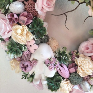 Húsvéti, tavaszváró ajtókopogtató, nyuszival - ünnepi díszek, dekorációk - húsvéti díszek és dekorációk - húsvéti ajtódísz, kopogtató - Meska.hu