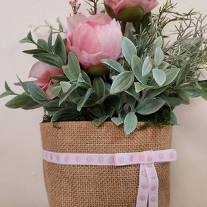 Tavaszváró ajtókopogtató, asztaldísz, juta alapon, újdonság - Meska.hu