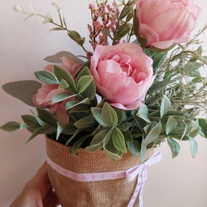 Tavaszváró ajtókopogtató, asztaldísz, juta alapon, újdonság - ünnepi díszek, dekorációk - húsvéti díszek és dekorációk - húsvéti ajtódísz, kopogtató - Meska.hu