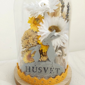 Búrás húsvéti, tavaszi asztaldísz, akár ajándékba , Otthon & Életmód, Virágdekoráció, Virágdíszek, Virágdísz kaspóban, Virágkötés, MESKA