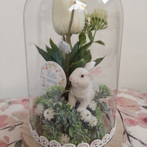 Búrás húsvéti, tavaszi asztaldísz, akár ajándékba , Otthon & Életmód, Virágdekoráció, Virágdíszek, Virágdísz kaspóban, Virágkötés, MESKA