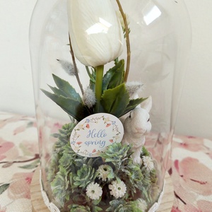 Búrás húsvéti, tavaszi asztaldísz, akár ajándékba  - otthon & életmód - virágdekoráció - virágdíszek - virágdísz kaspóban - Meska.hu