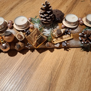 Adventi farönk asztaldísz, koszorú, vanília illatú mécsesekkel - karácsony - adventi díszek - adventi koszorú - Meska.hu