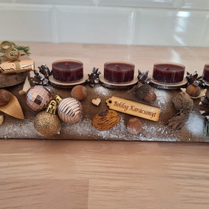 Adventi farönk asztaldísz, vanília illatú mécsesekkel  - Meska.hu