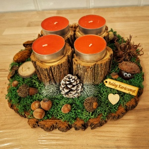 Erdei, természetes adventi koszorú,  erdei gyümölcs illatú mécsesekkel  - karácsony - adventi díszek - adventi koszorú - Meska.hu